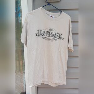 Harley-Davidson Tan Short Sleeve Tee with Logo Design Large Hot Rod